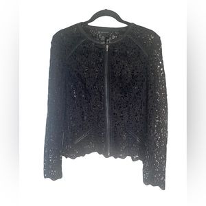 Black Lace Zip Up Sweater